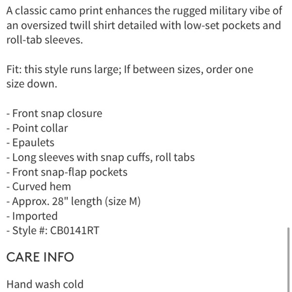 NWT Sanctuary Boyfriend Camo Button Up - Picture 7 of 7